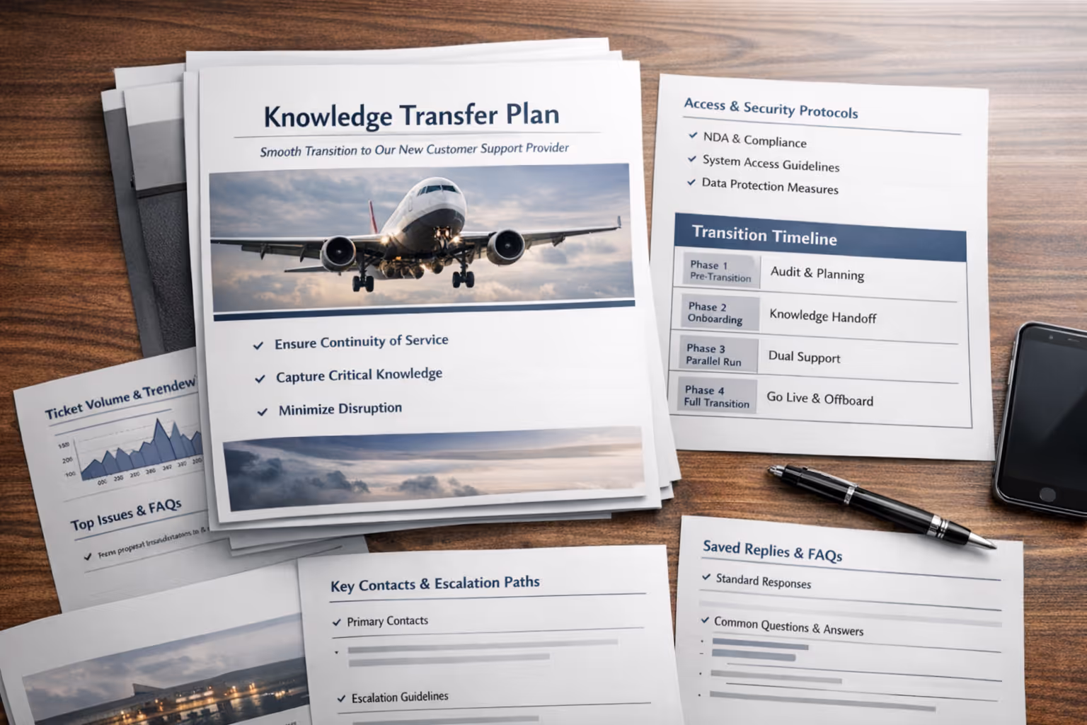 Knowledge Transfer Documentation for Customer Support Provider Transitions Example of knowledge transfer documents needed when you switch customer support providers