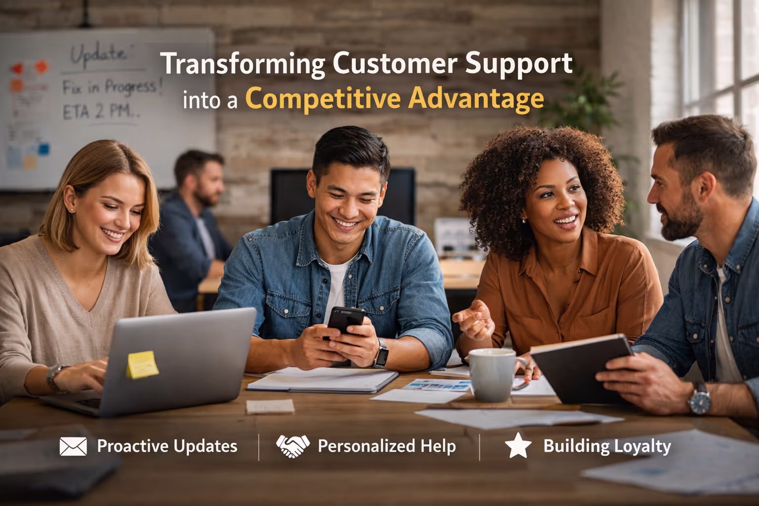 Proactive customer support communication preventing problems before they escalate Customer support team using proactive communication to create competitive advantage