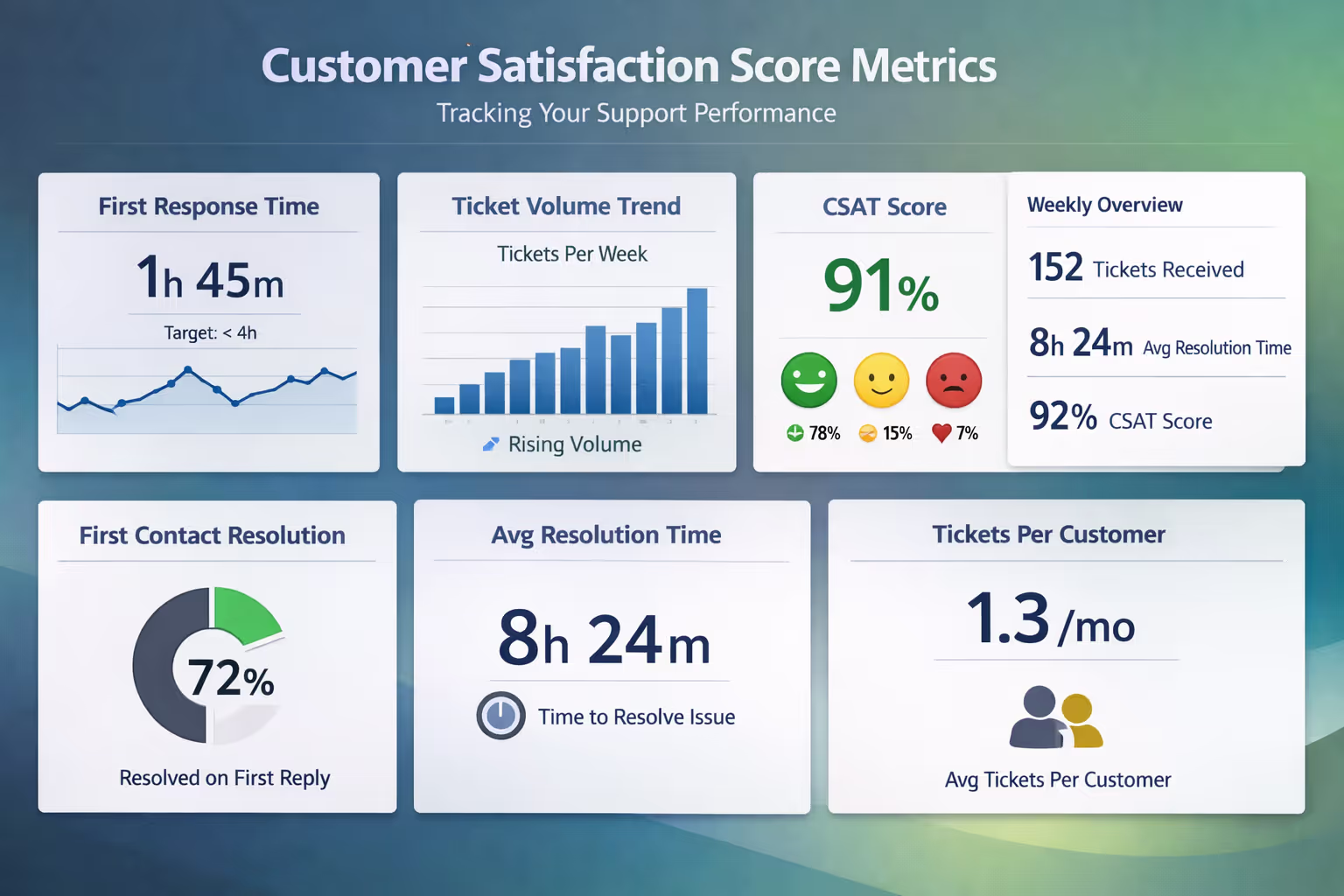 Customer Satisfaction Score CSAT Tracking Interface Customer satisfaction score survey interface showing CSAT customer support metrics