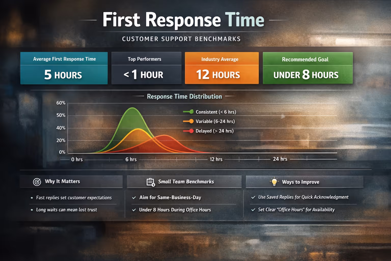 First Response Time Customer Support Metric Visualization Chart displaying first response time customer support metrics and benchmarks