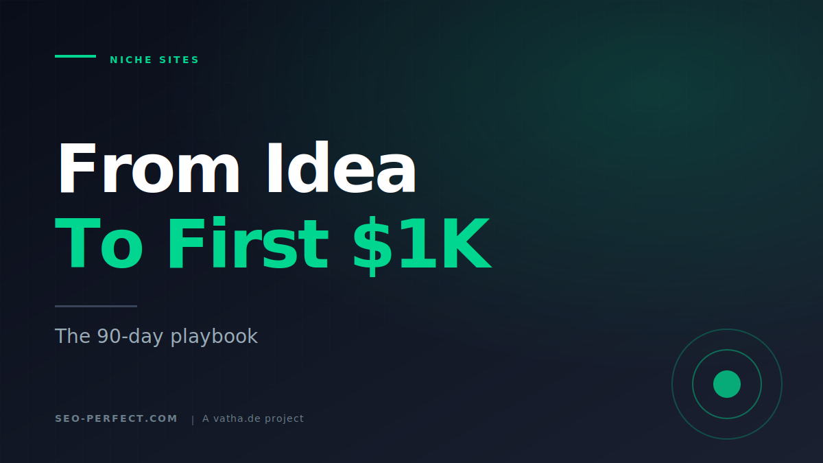Niche site $1k affiliate playbook: 90-day plan from idea to first 1000 dollars in revenue