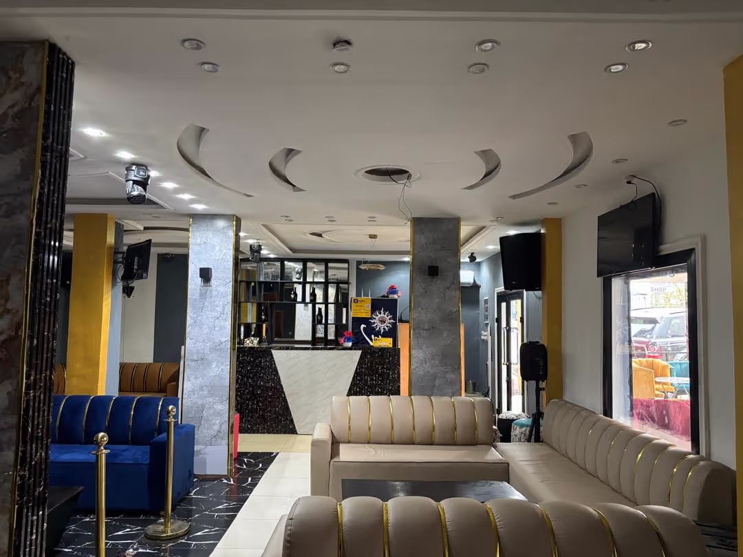 A chic and comfortable hotel lounge, perfect for relaxation or informal meetings.