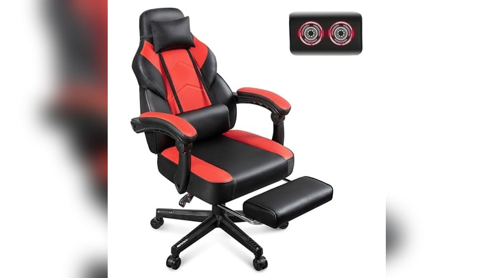 Gaming Chair for Adults: Ergonomic Red Big & Tall Chair with Footrest