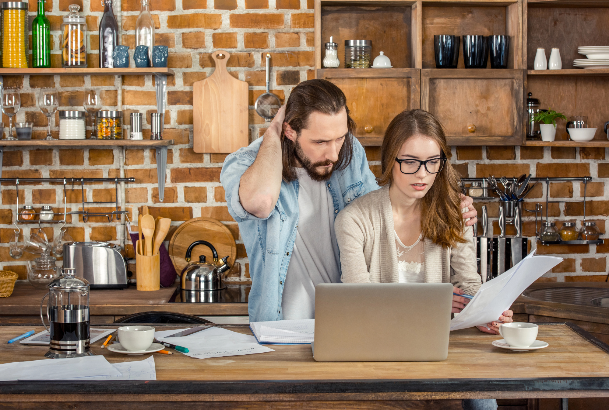 Couple working at home
