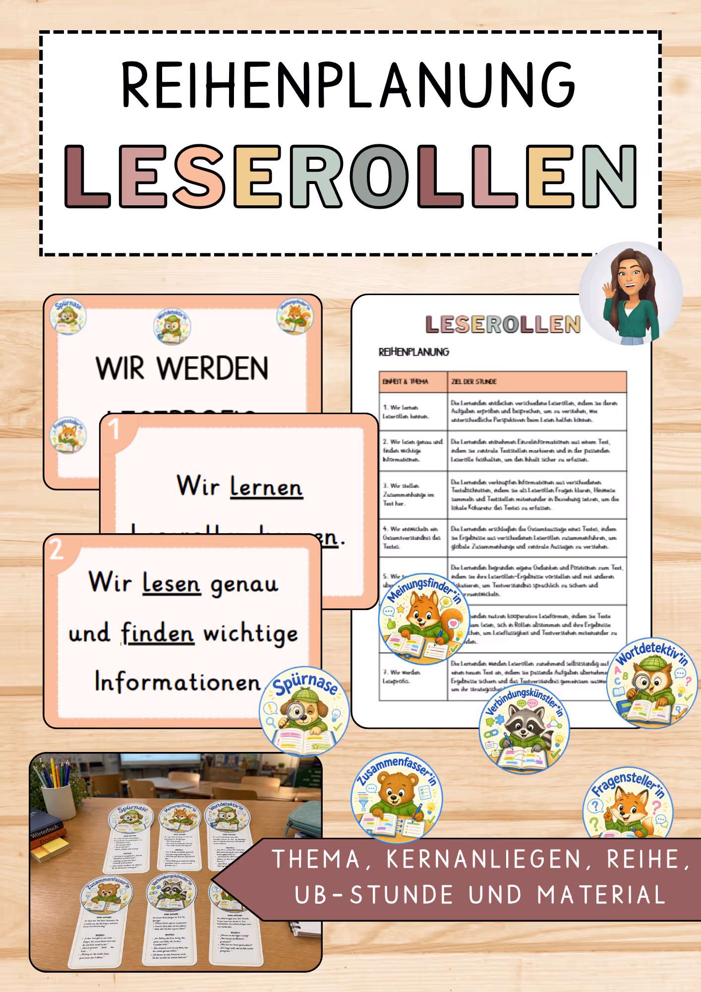 Leserollen in der Grundschule: Unterrichtsreihe, UB-Stunde und Material