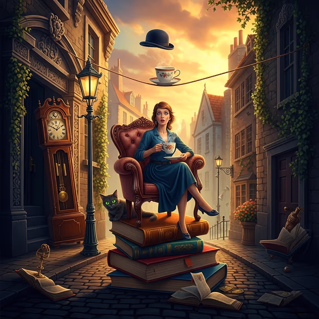 Curious scene reflecting funny characters in stories through subtle imbalance and unexplained detail.