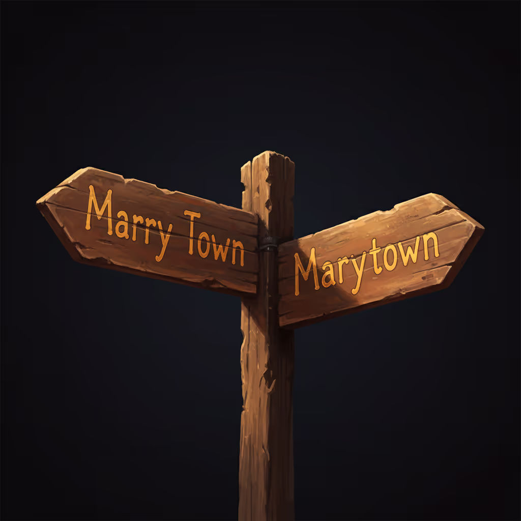 A road sign pointing two directions to the same destination written differently in warm light, hinting at the moment a familiar story becomes something completely different