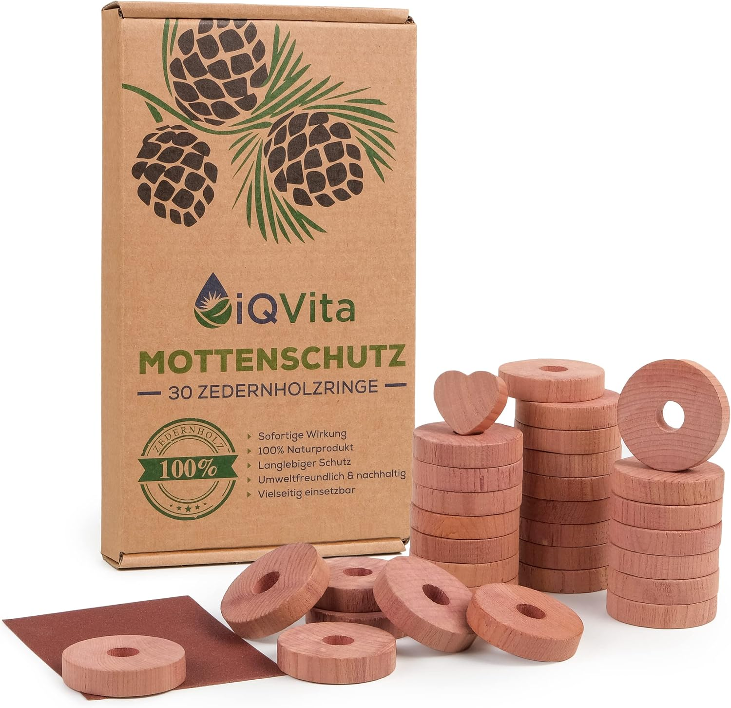 iQVita Zedernholz-Mottenschutz: Natürliche Wirksamkeit für deinen Kleiderschrank!