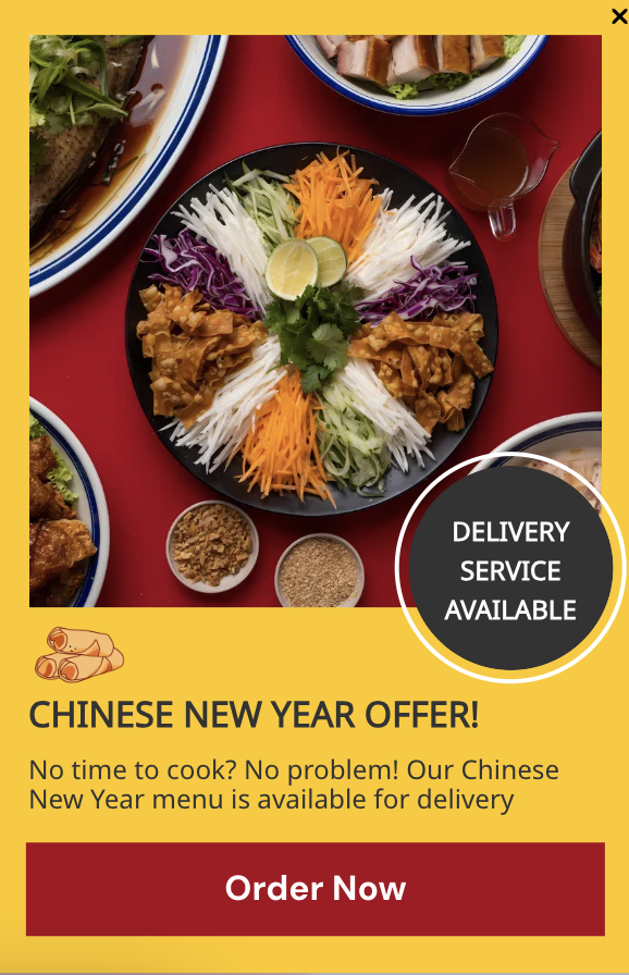 Chinese New Year Delivery Promo Popup