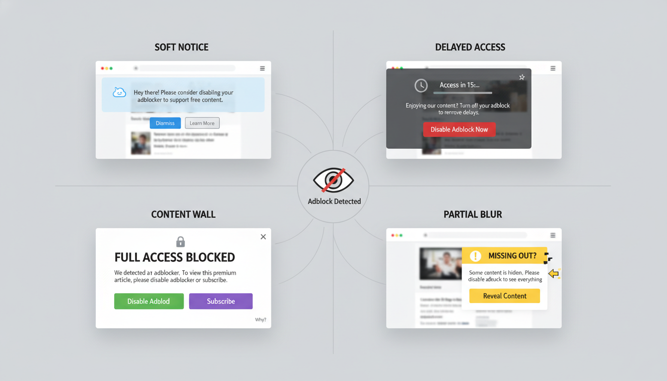 Types of Adblock Detection Popups