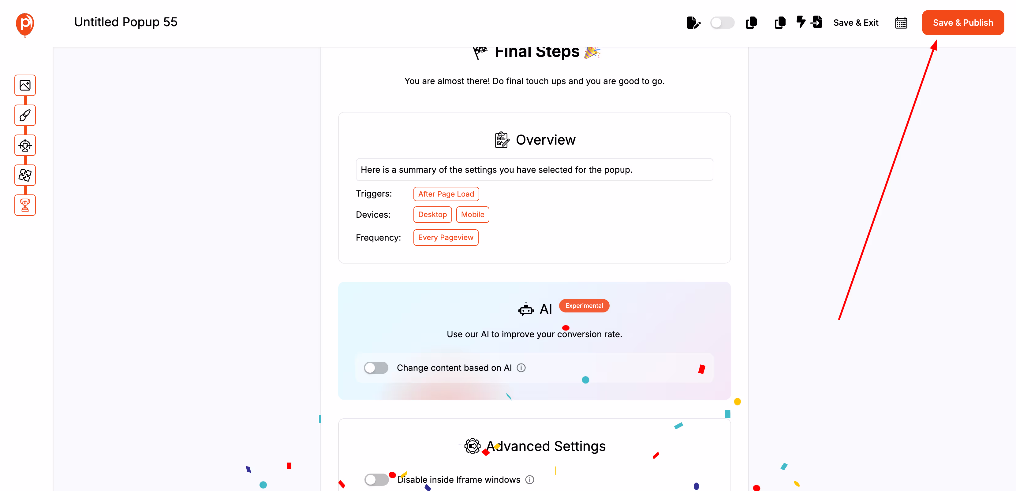 Embedding Your Popup