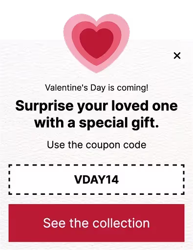 Romantic Discount Popup