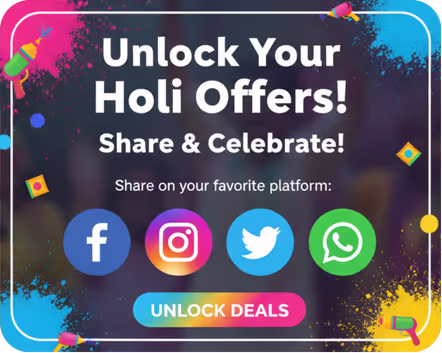 Share on Social Media to Unlock Holi Offers Popup