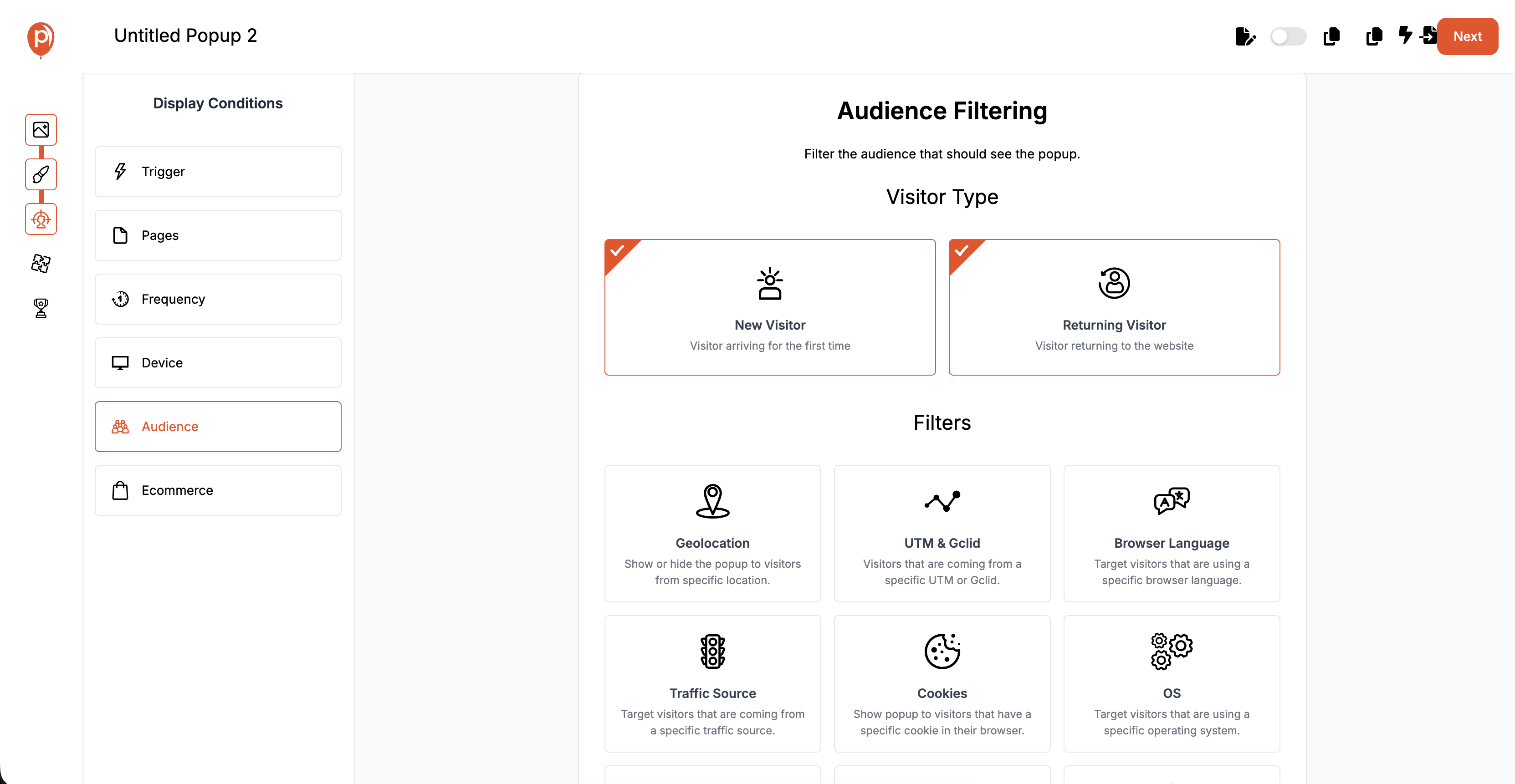 Audience Targeting for Exit-intent Popups Audience Targeting for Exit-intent Popups