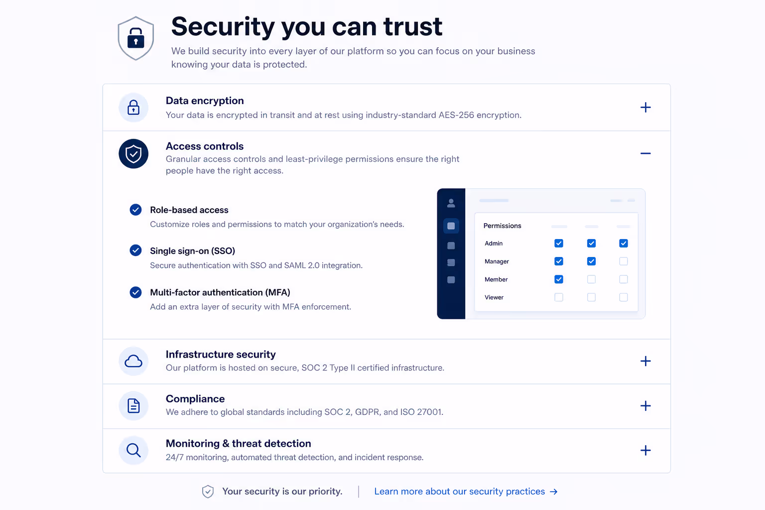 B2B security accordion