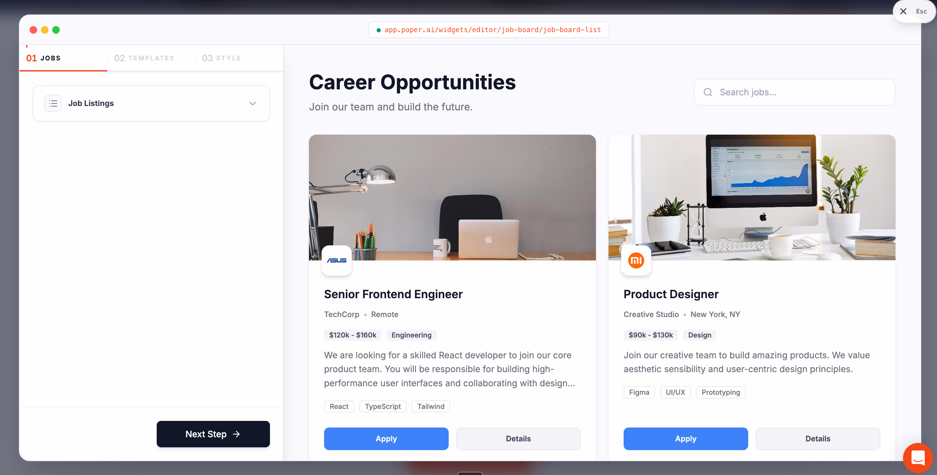 Job Board Widget from Poper