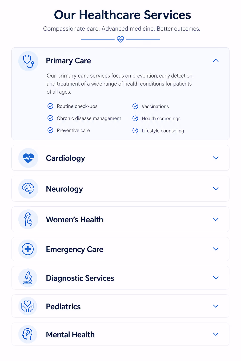 Healthcare service accordion
