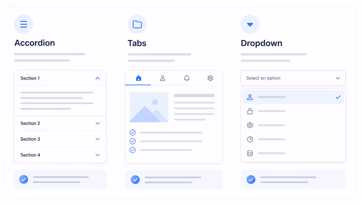 Accordion vs Tabs vs Dropdown