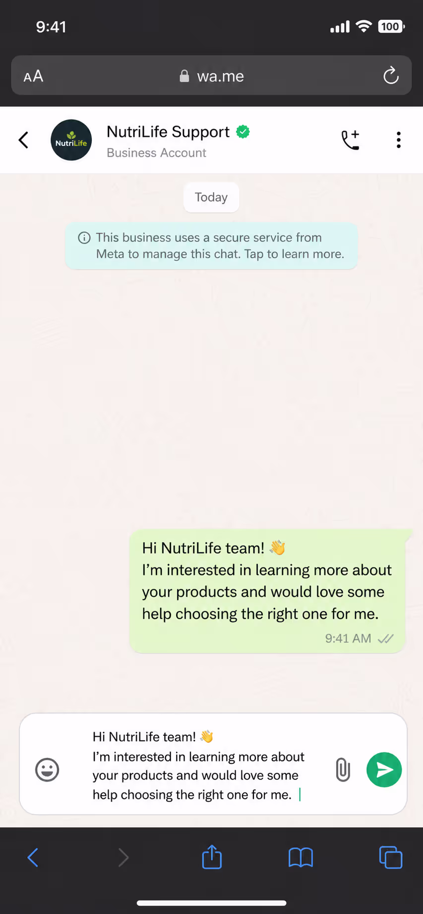 Manual wa.me link