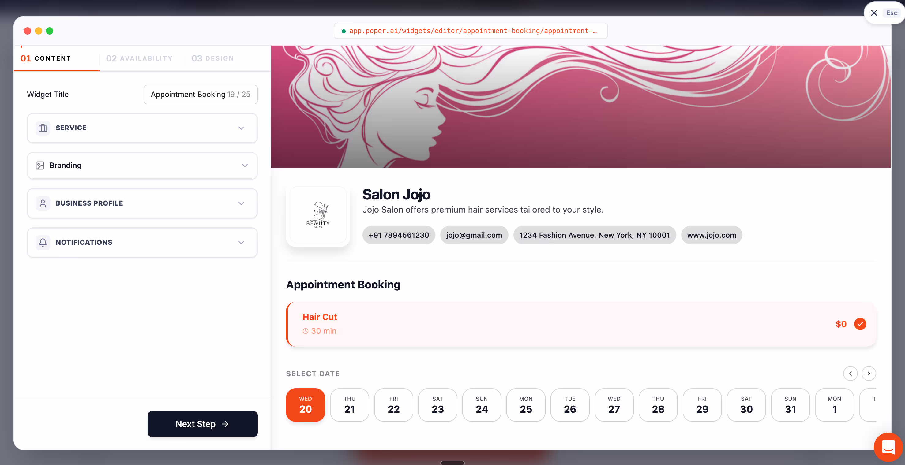 Poper's Appointment Booking