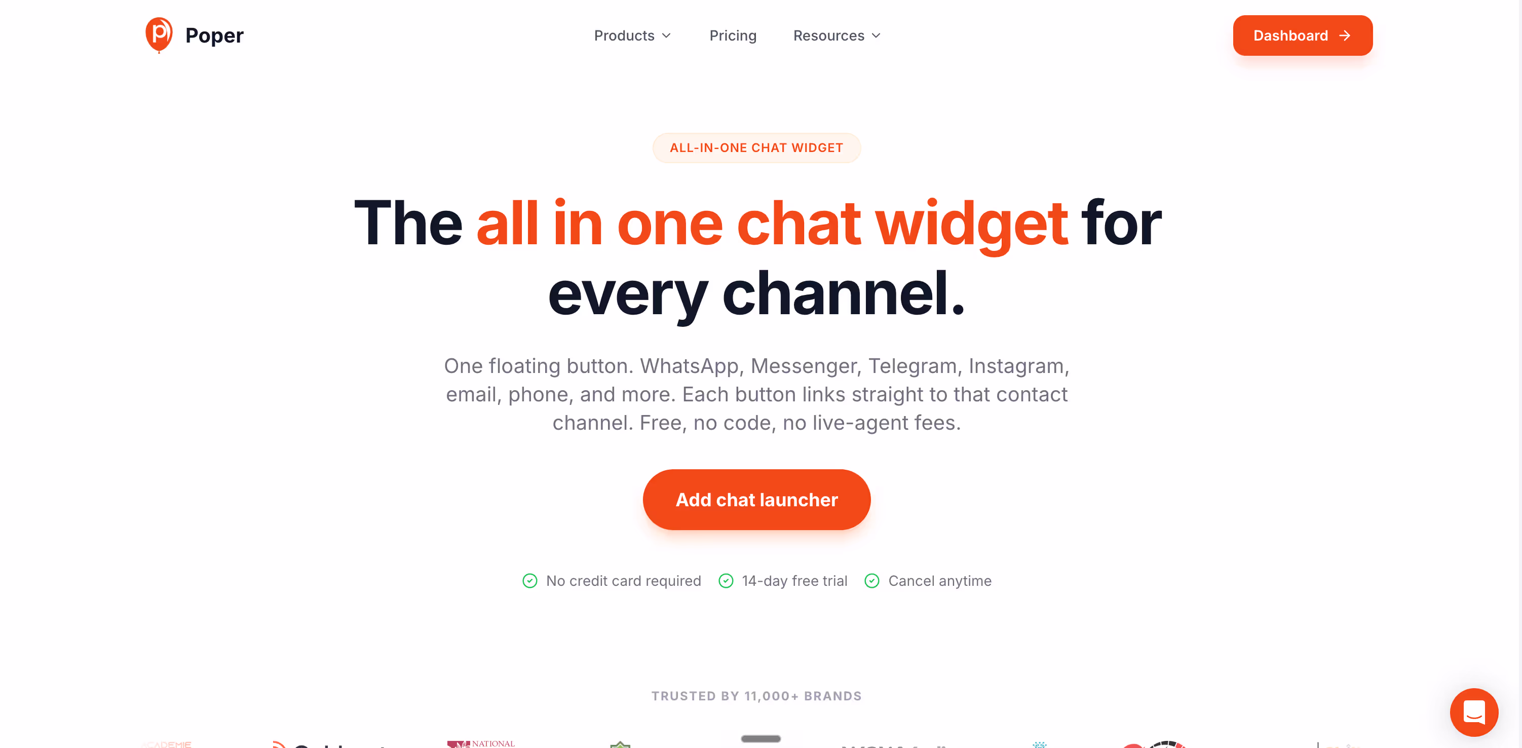 Poper's All in One Chat Widget