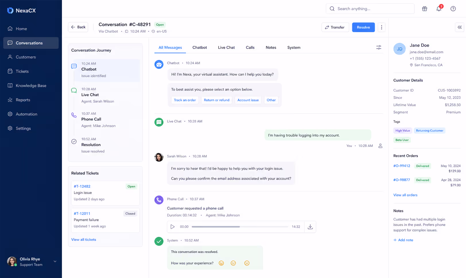 support, sales, and success all touch the same account