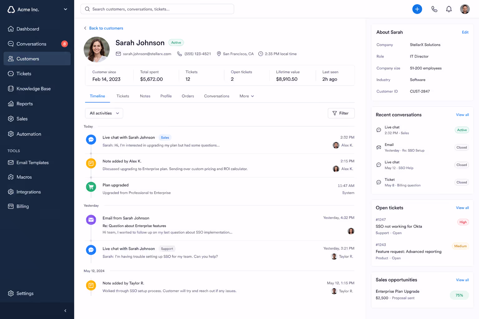 Chat dashboard