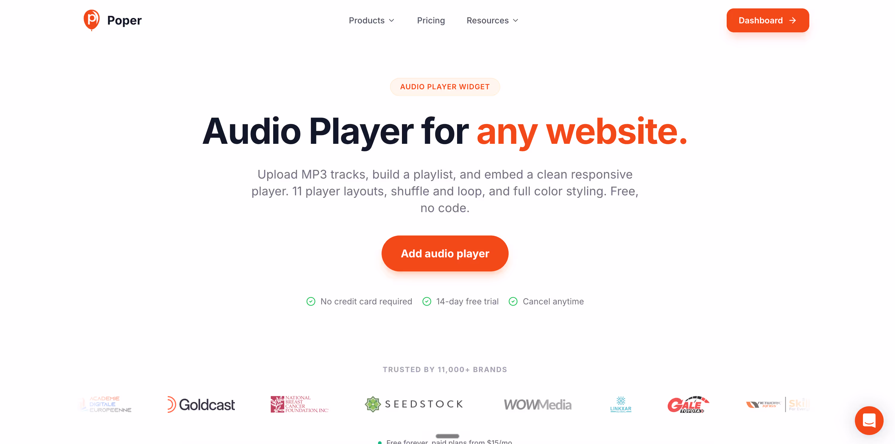 Poper's Audio Widget