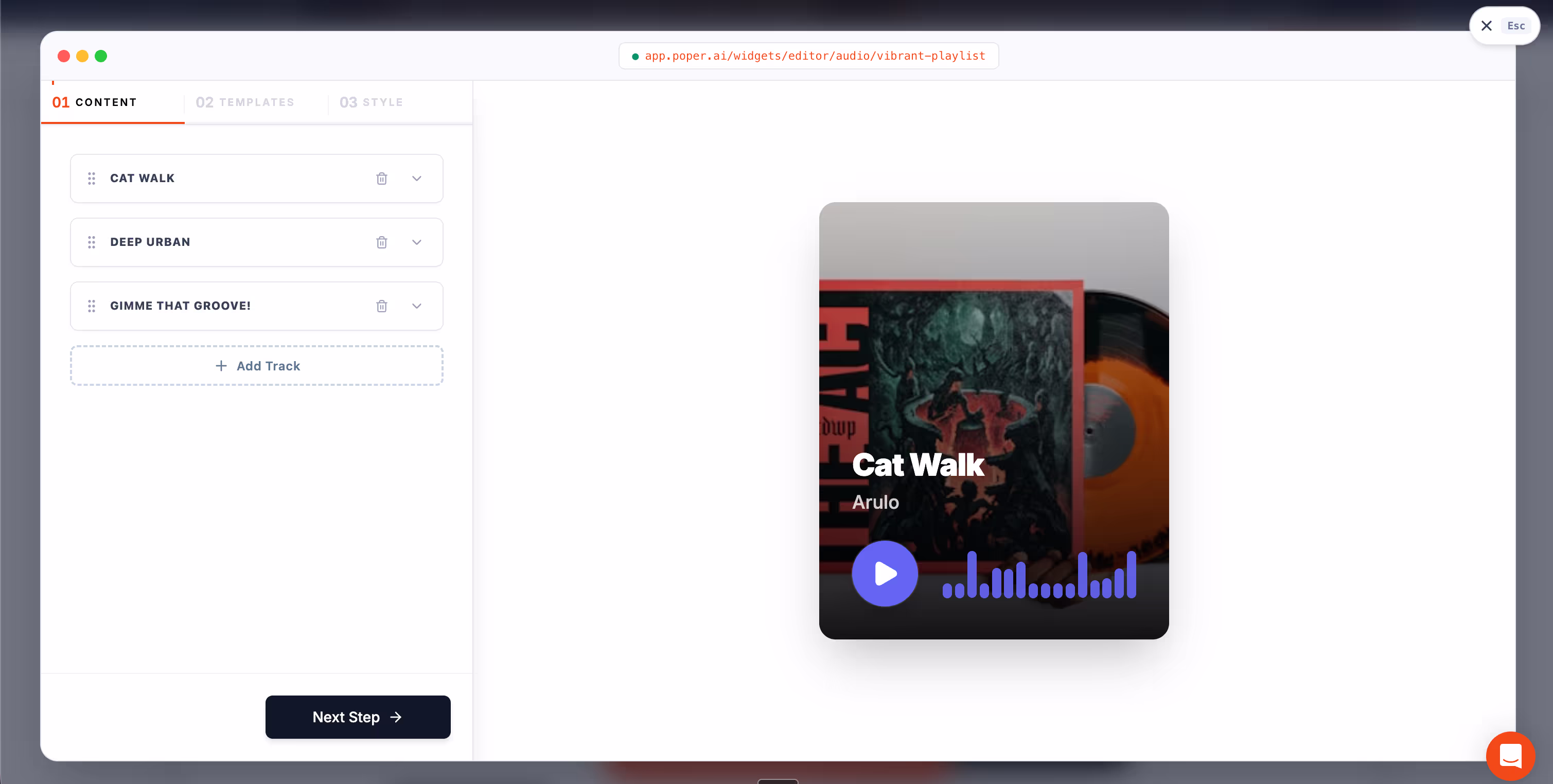 Customize Poper's Audio Widget