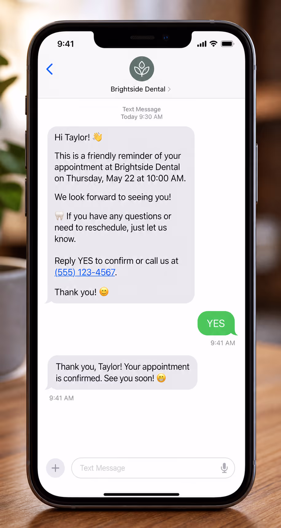 Reminder message reply