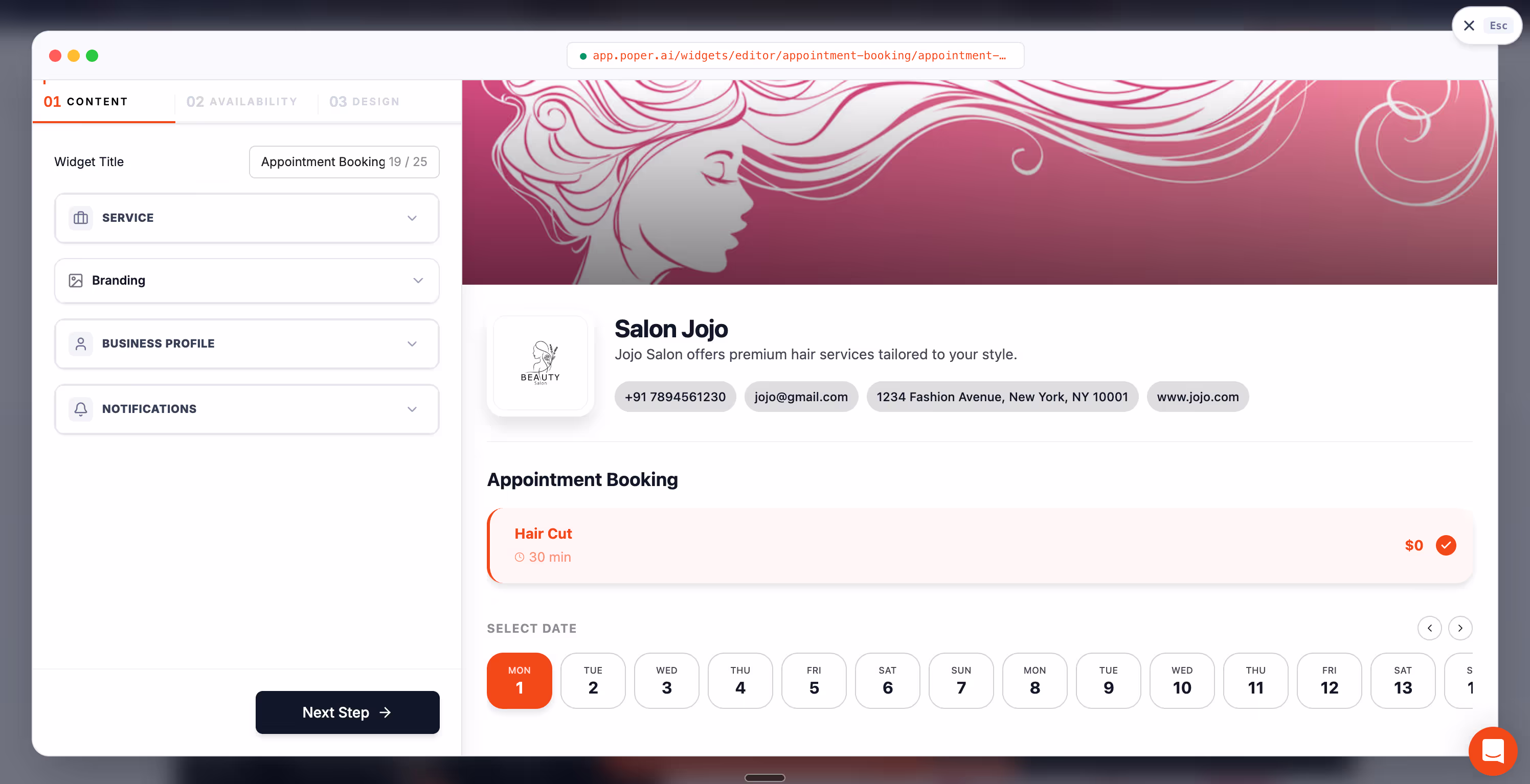 Poper's Appointment Booking