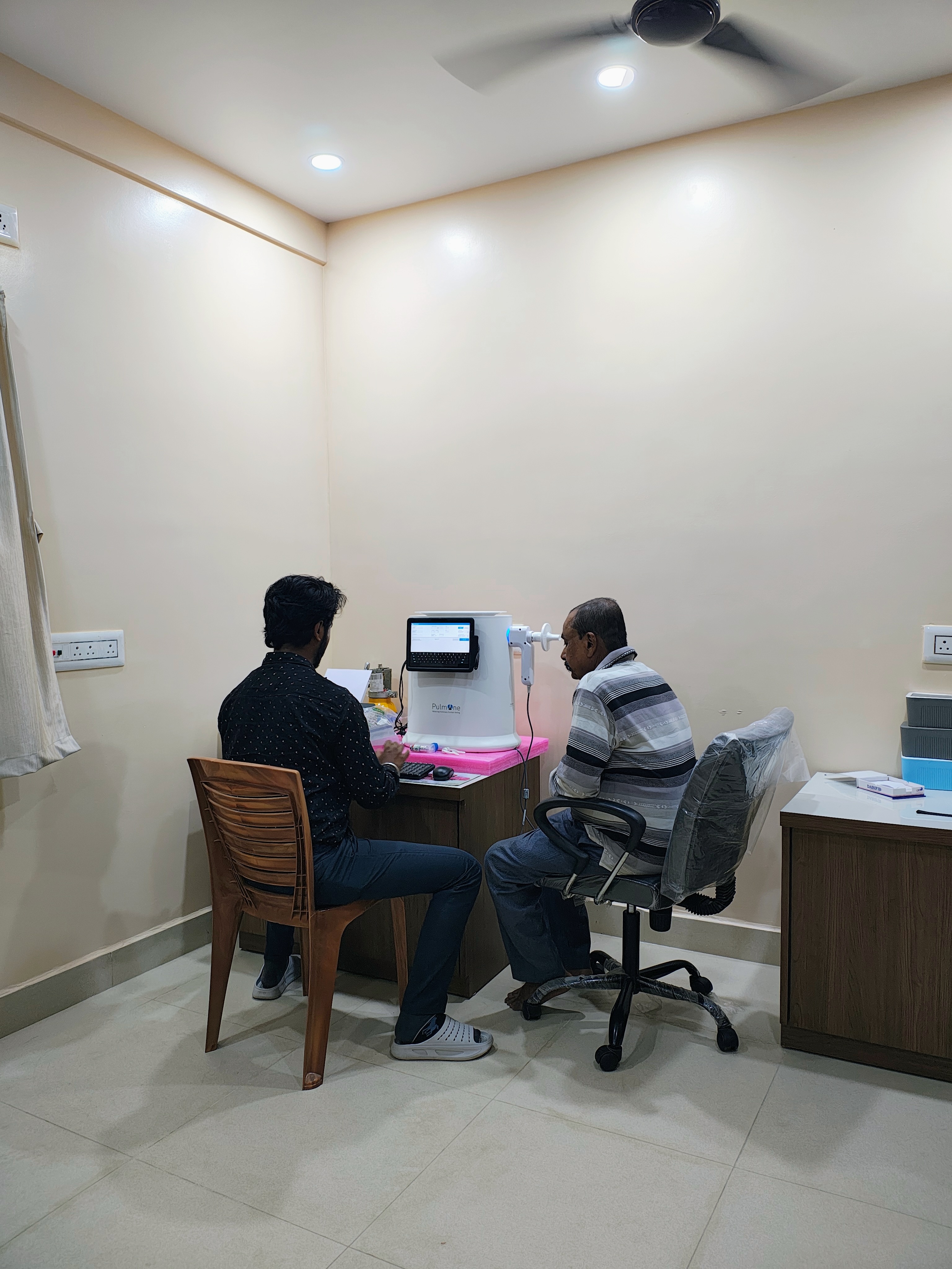 A specialized treatment area featuring advanced pulmonary care equipment and a sterile environment.