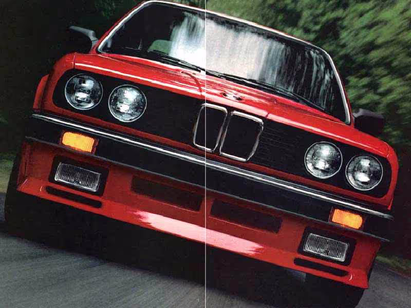 Red 1980s BMW M3 vintage auto ad.