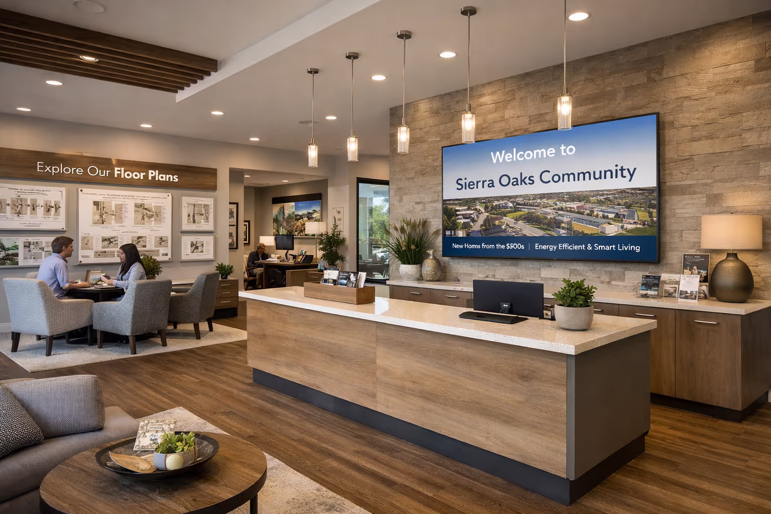New Construction Sales Office for California Model Home Tours Professional new construction sales office interior for touring model homes in California