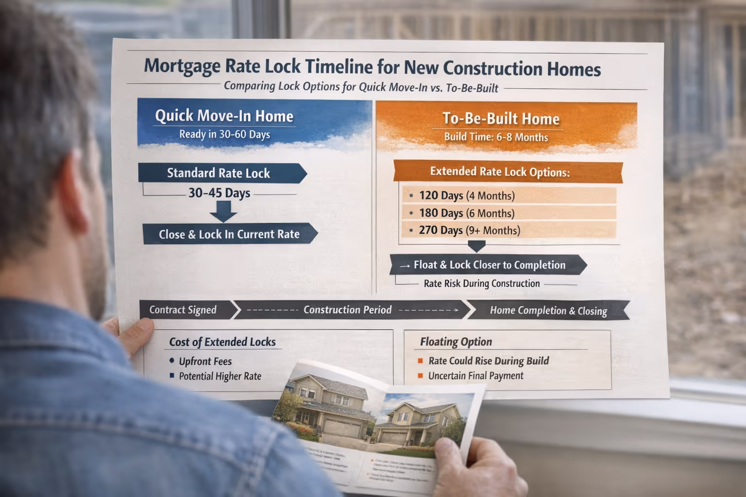 New Construction Mortgage Rate Lock Timeline Extended Lock Options Mortgage rate lock timeline comparison for new construction homes showing extended lock options