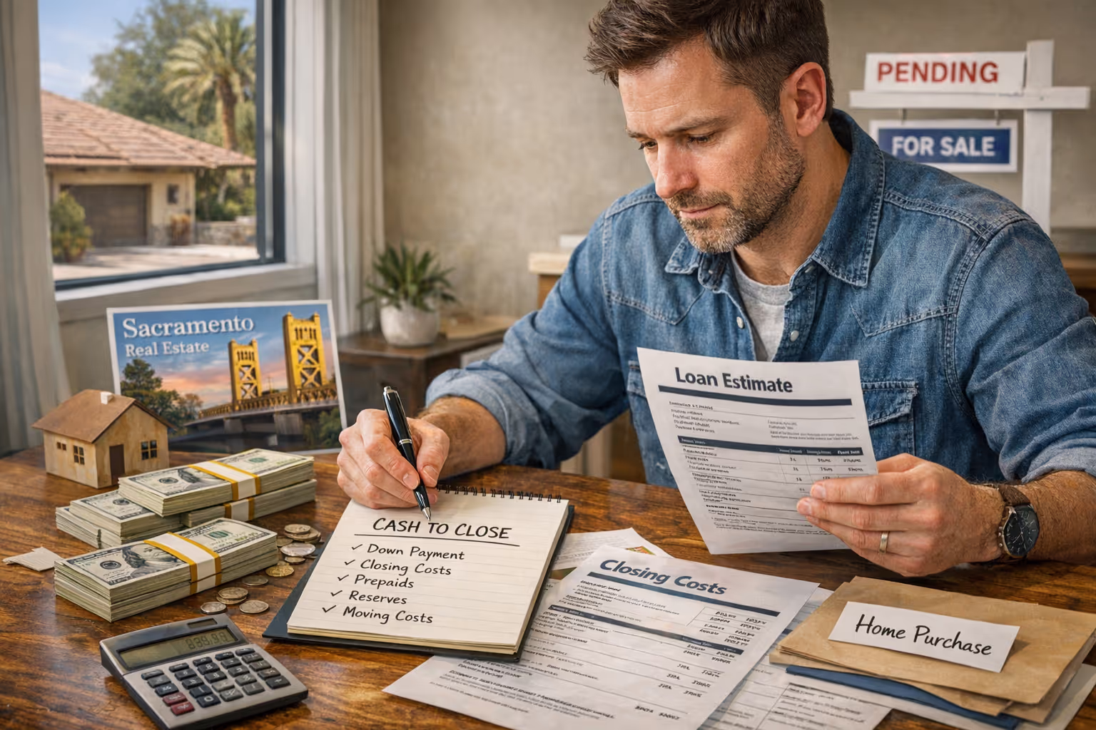 Sacramento homebuyer reviewing cash to buy a home sacramento including down payment and closing costs