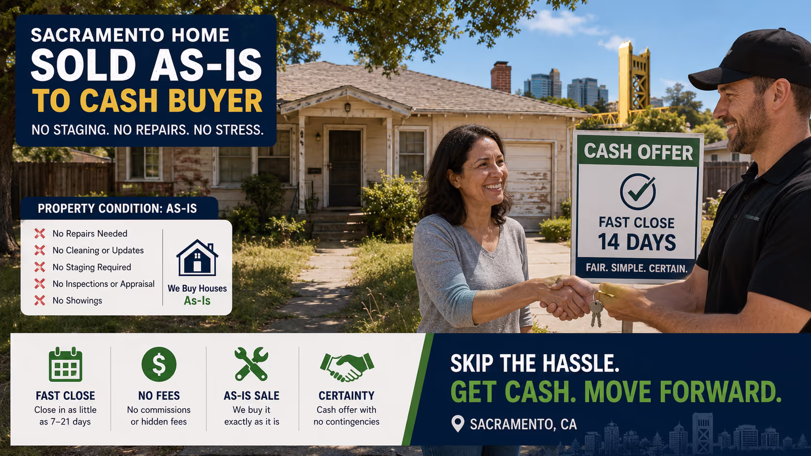 Sacramento home in as-is condition sold to cash buyer without staging or repairs needed