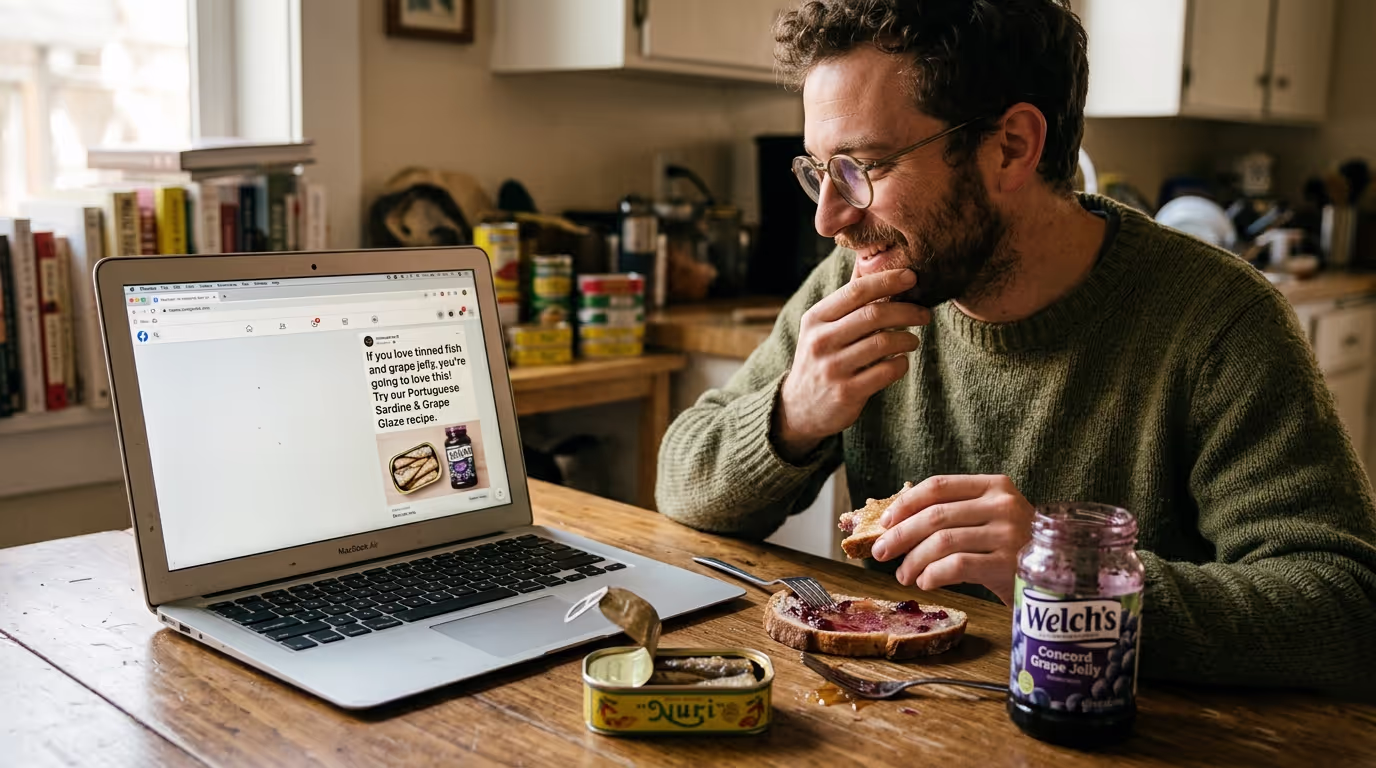 A man viewing targeted advertising on his computer