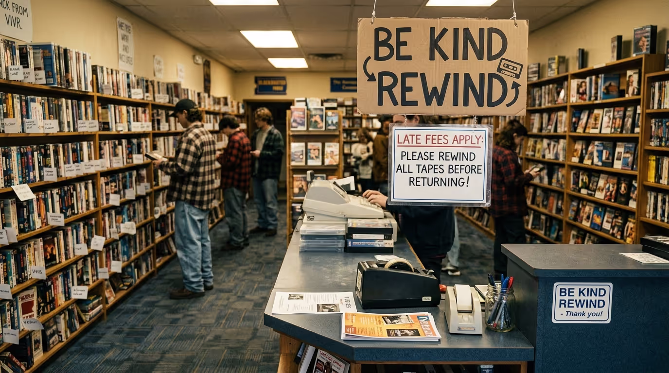 people renting videotapes