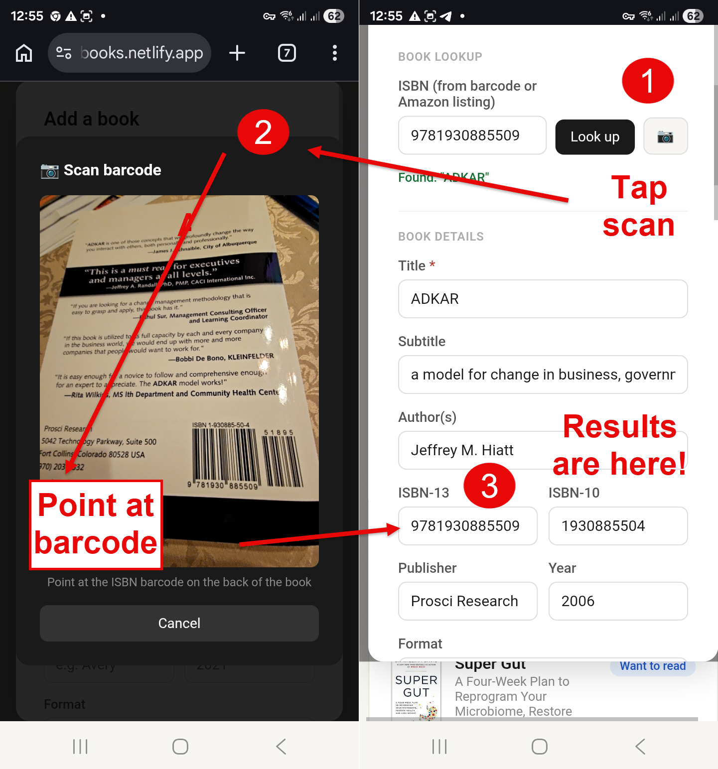 Scan a barcode to add a book instantly