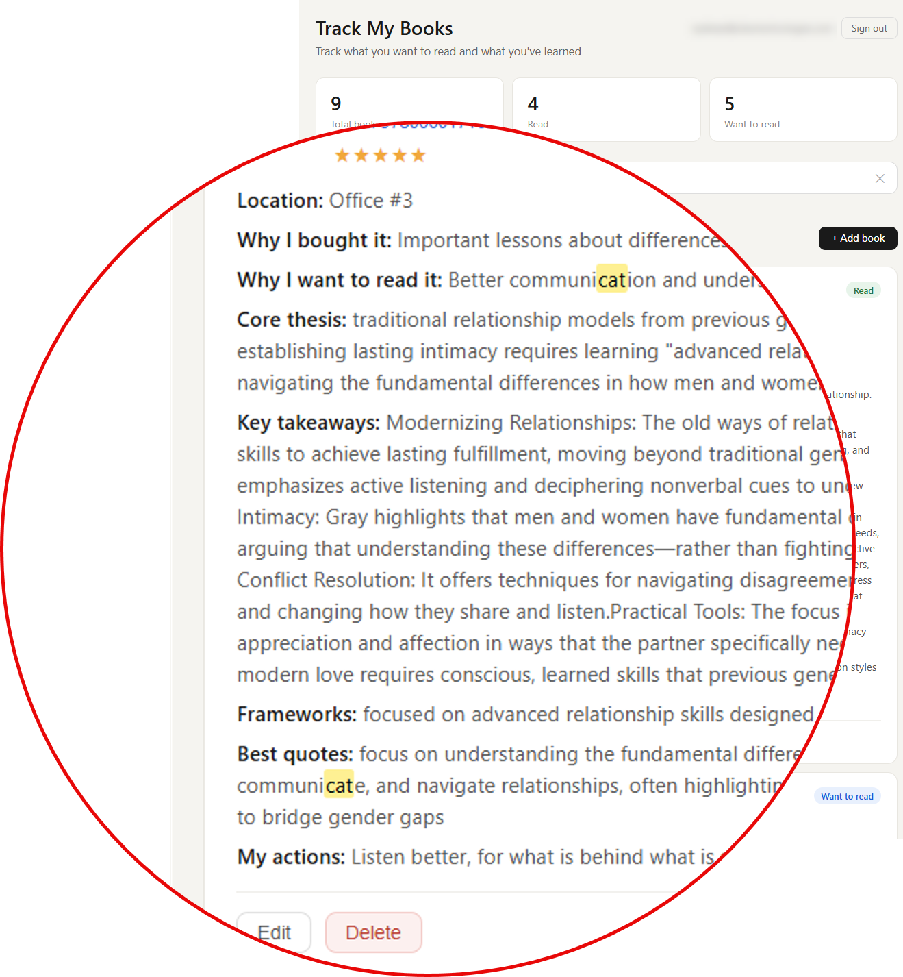 Capture your notes, quotes, takeaways and actions