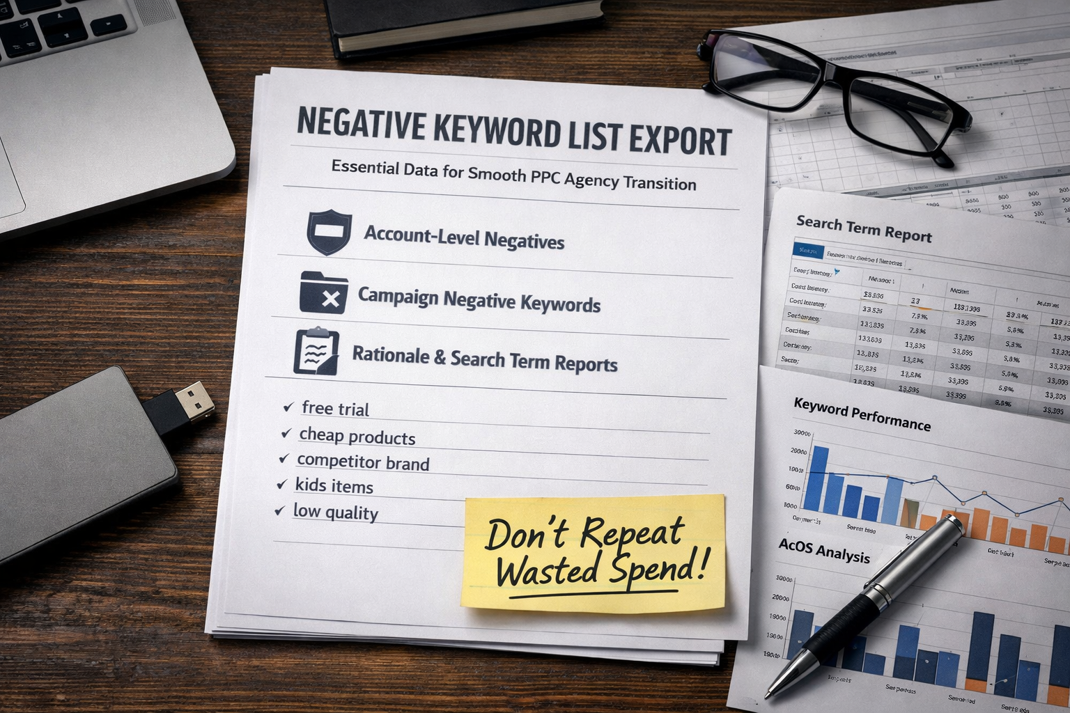 Export of negative keyword lists essential to switch PPC agencies without repeating wasted spend