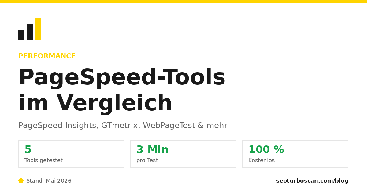 Speedtest-Tools im Vergleich 2026: PageSpeed Insights, GTmetrix, WebPageTest & seoturboscan