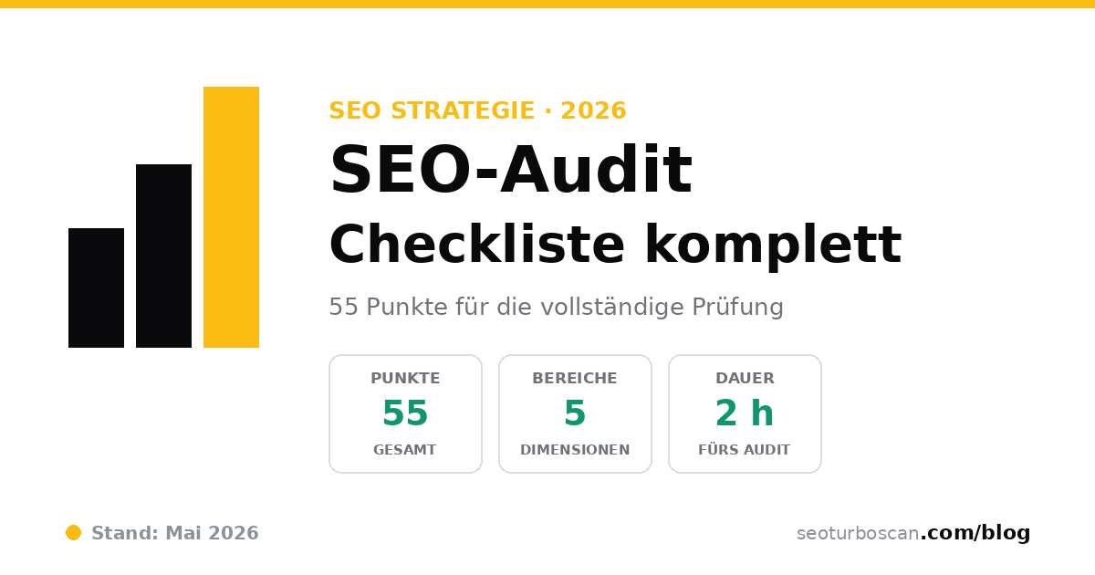 SEO-Audit Checkliste 2026: 55 Punkte für die vollständige Prüfung deiner Webseite