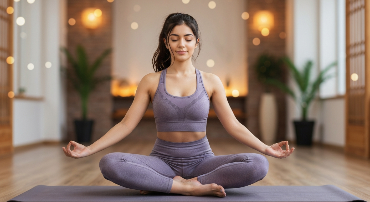 College student practicing yoga and meditation as part of emotional wellness, reflecting the 8 dimensions of wellness college framework.