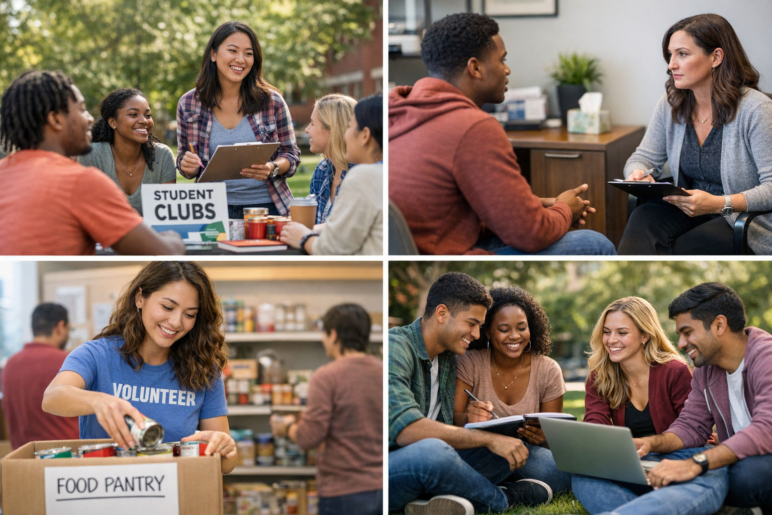 College students engaged in campus activities demonstrating student success metrics beyond grades