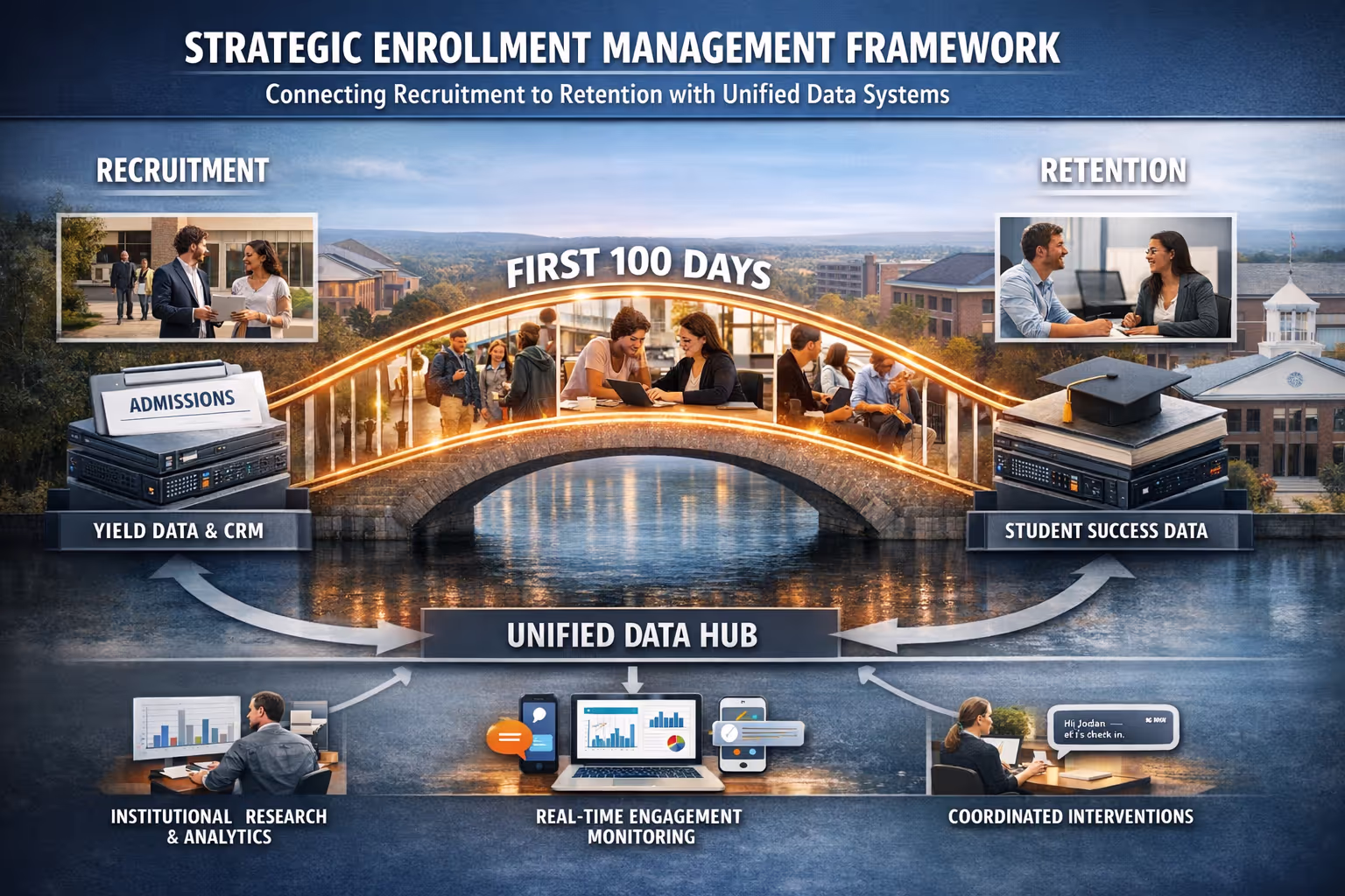 Strategic enrollment management framework connecting recruitment through retention with unified data systems