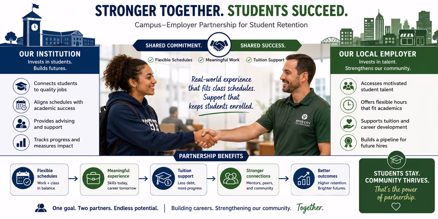 Employer Partnership Supporting Student Persistence Campus employment partnership between institution and local employer for student retention