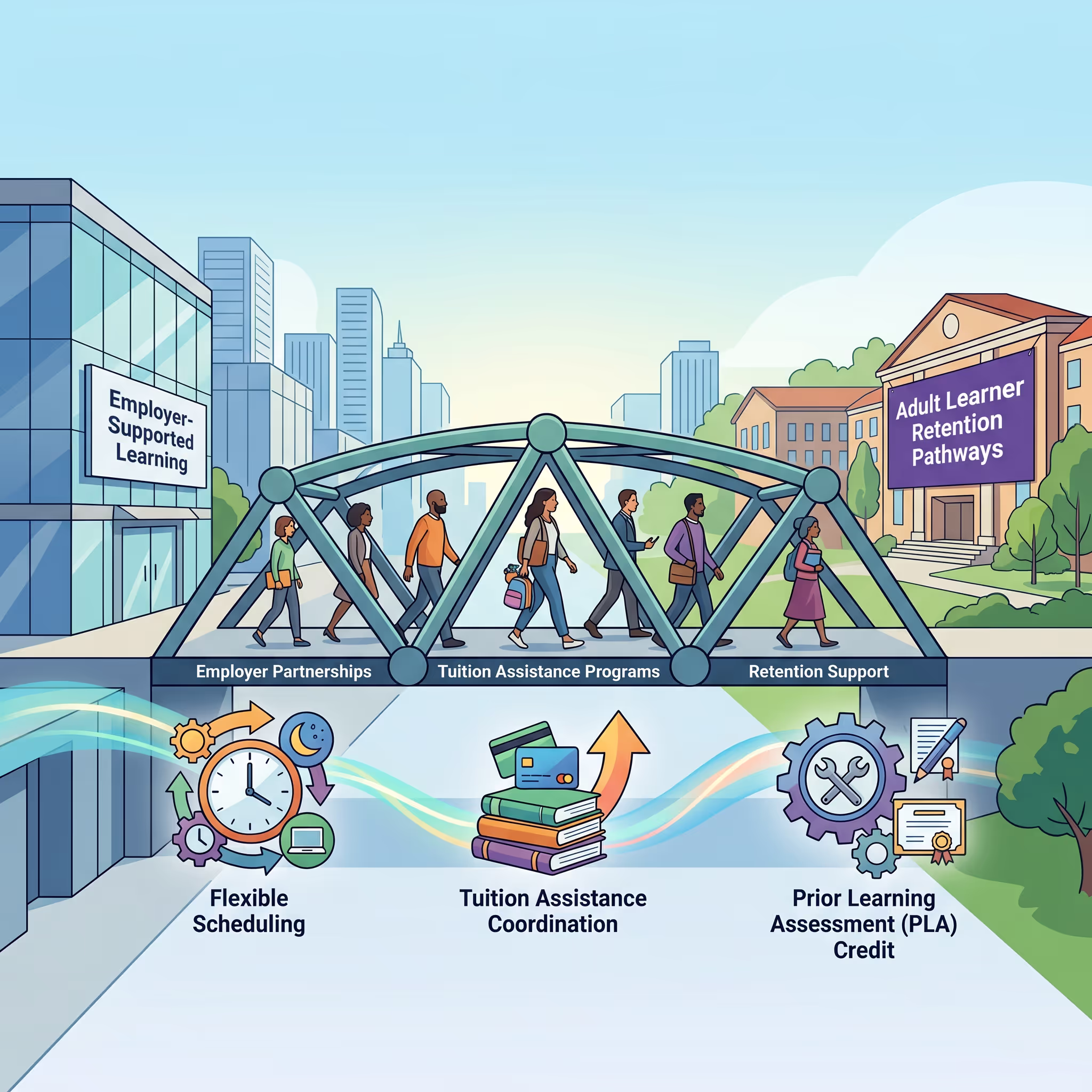 Employer Partnerships Supporting Non-Traditional Student Retention Employer partnerships and tuition assistance programs supporting adult learner retention