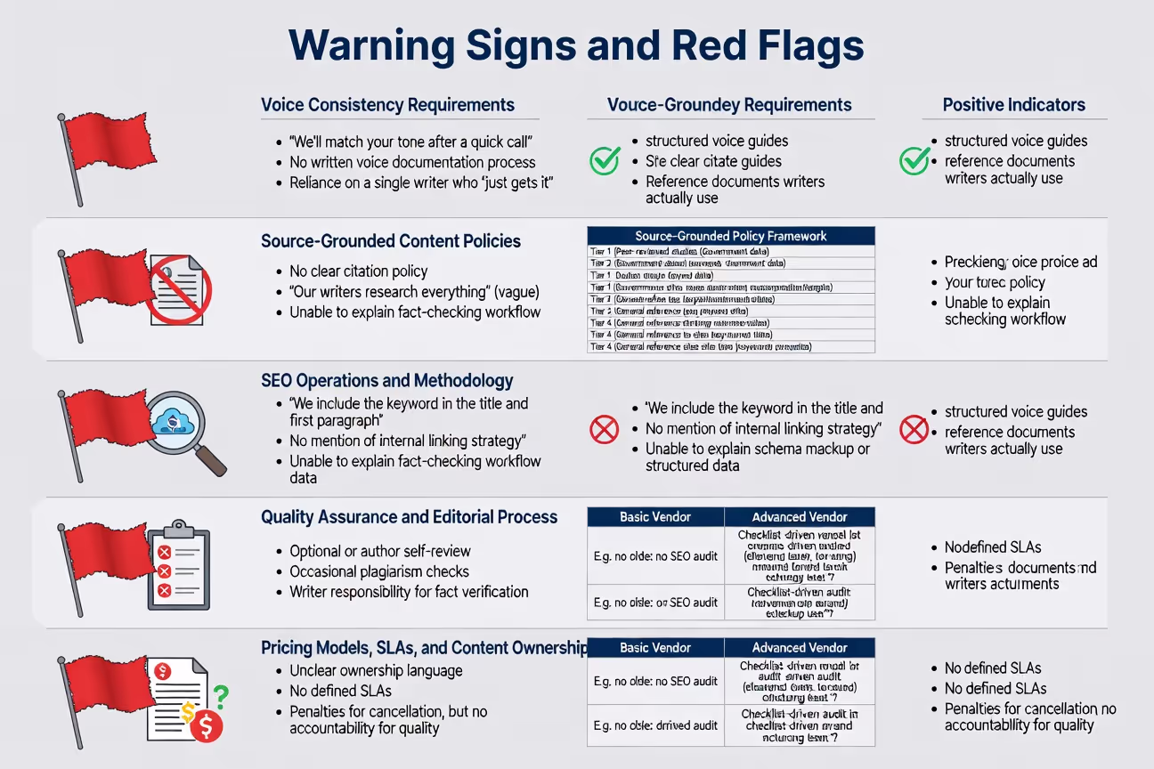Warning signs and red flags when reviewing content vendor RFP responses for blog engines